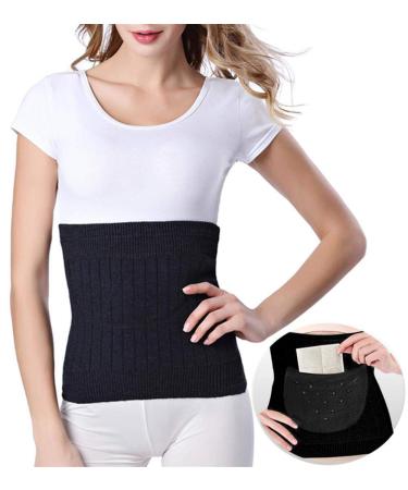 IPENNY Warm Knitted Elastic Abdominal Binder with Body Warmer Pockets - Kidney and Stomach Support Belt | Postpartum Belly Band | Black XL (32-39 inches - Buy Online on GoSupps.com