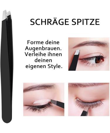 Pluck Econtal Black Tweezers with Case | Professional Sloping Eyebrow Hair Plucking Tool - Buy Online on GoSupps.com