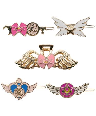 Hair clips for children hair clips girls sailor moon hair clips metal hair clipping suitable for girls children birthday Christmas children's day gift 5PCs