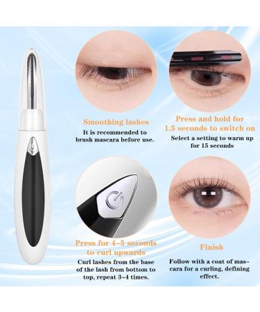 Heated Eyelash Curler Heated Eyelash Curler EUBSWA Electric Eyelash Brush Rechargeable USB Eyelash Curler with 3 Temperature Modes (White) Weiß-14 6x2 5cm - Buy Online on GoSupps.com