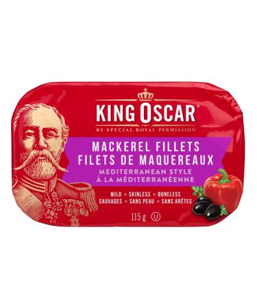 King Oscar Wild-caught Mackerel Fillets Skinless & Boneless Mediterranean Style 115 Grams Mackerel Fillets Mediterranean Style 115 g (Pack of 1)