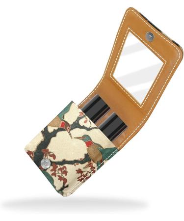 Travel Lipstick Organizer Case - Portable Makeup Bag with Mirror | Wild Goose Tree Flying Ducks Design - Buy Online on GoSupps.com