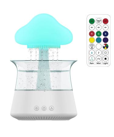 Cloud Rain Humidifier with Remote Control Raindrop Aroma Diffuser Humidifiers with 7 Color Changing Lights Essential Oil Diffuser with Fountain Water Drop Sound for Home Office Bedside(White)