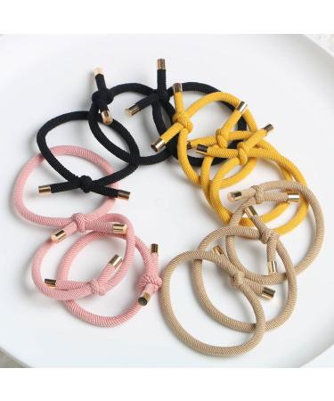12pcs Elastic Hair Ties Stretch Rubber Bands - Pack of 12 Women's Knotted Hair Rope Ponytail Holders (4 Colors) - Buy Online on GoSupps.com