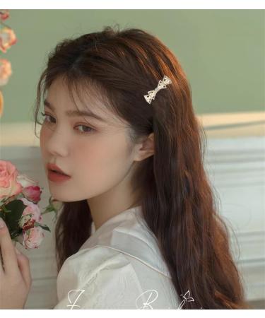 Pearl Bow Hairpin Headdress Crystal Double Bow Tie Hair Pin Alligator Clip Ponytail Clip Pearl Bow Hair Clips Bow Pearls Hairpin Non-Slip Duckbill Clip Hair Barrettes Accessories Girls and Women - Buy Online on GoSupps.com