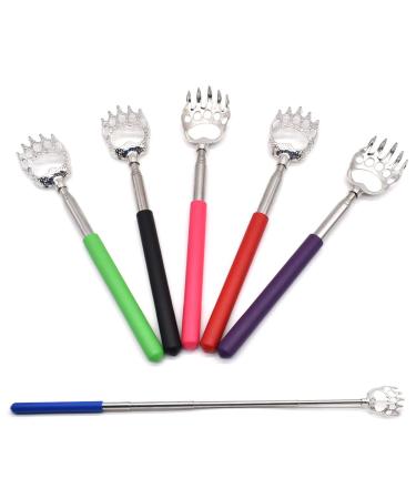 Back scratches Telescopic Yueser 6 pieces of pull -out stainless steel back scratch with rubberized handle for body massage tools from 22cm to 58cm (random color)