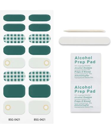 JMEOWIO Semi Cured Gel Nail Strips Green White Checkerboard Gel Nail Stickers Nail Supplies Nail Art Design Decoration Accessories - Buy Online on GoSupps.com