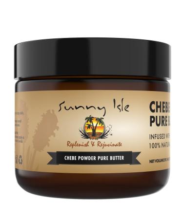 Sunny Isle Jamaican Black Castor Oil Pure Butter with African Chebe Powder 2oz | All-Natural Longer Stronger Hair & Skin Moisturizer for All Types