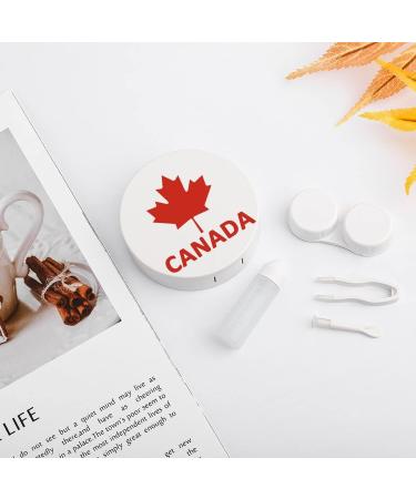 Canada Flag Maple Round Case For Contact Lens Kit Storage Box with Mirror Printed - Buy Online on GoSupps.com