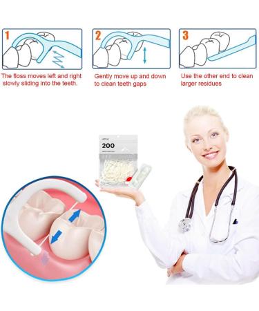 Dental Floss Picks 2-in-1 Toothpick Polyethylene 200 pcs - Resistant Floss Sticks - Buy Online on GoSupps.com