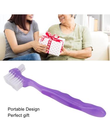 False Teeth Brush Plaque Removal Denture Toothbrush Double Sided Ergonomic Portable Soft Hair for Home Travel for Elderly(Purple) - Buy Online on GoSupps.com