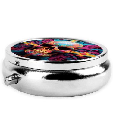 Skull Pattern Cross Portable Metal Pill Box - Mini 3-Compartment Travel Organizer for Small Pills - Buy Online on GoSupps.com