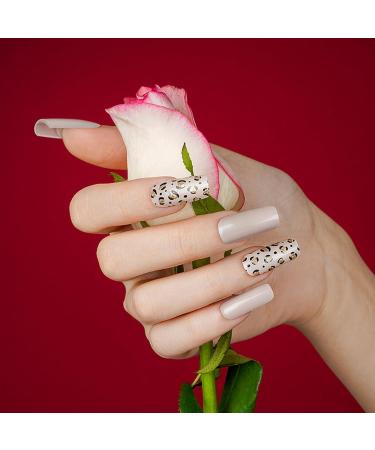 Foyute Semi Cured Gel Nail Strips 20 Pcs Soft Self-Adhesive Gel Nail Polish Wraps Sticker for Salon-Quality Manicure Set Long Lasting Easy to Apply & Remove Nail File & Wooden Stick (Leopard brown) - Buy Online on GoSupps.com