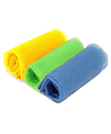 Long Leaf Exfoliating Bath Cloth Dual-Sided Exfoliating Nylon Bath Towel with Deep Clean & Invigorate Your Skin for Massaging Beauty Skin Bath Wash Towel(3 Pack)