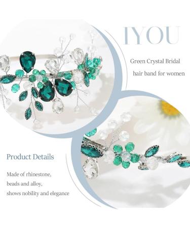 IYOU Baroque Bridal Headband Green Sparkly Crystal Wedding Headpiece Beads Evening Party Prom Hair Piece Accessories for Women - Buy Online on GoSupps.com