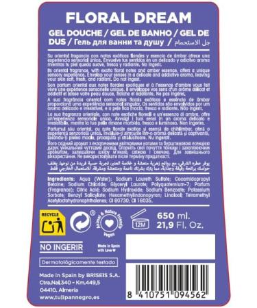 BRISEIS SA Black tulip floral bath gel moisturizing sleep 650 ml exotic and sustainable floral scent daily body care - Buy Online on GoSupps.com