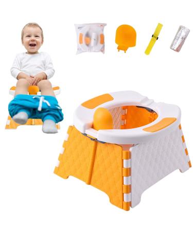 Esonto Portable Potty, Suitable for Around 3 Years Old Portable Potty for Toddler Travel, Stroller Mobile Folding Toilet, Outdoor Potty Seat (Orange)
