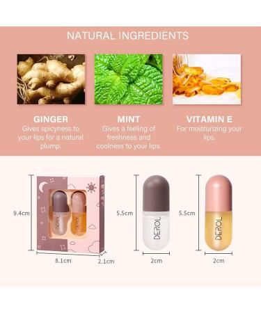 2PCS Natural Lip Plumper Set - Gloss and Serum for Plump, Moisturized Lips - Reduce Fine Lines - Day and Night Formula - Buy Online on GoSupps.com