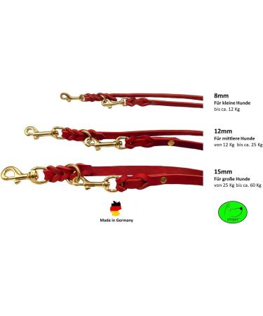 Dogeline Fat Leather Brass Dog Leash for Small & Large Dogs - Adjustable 2.40m x 8mm - Red | International Shipping - Buy Online on GoSupps.com