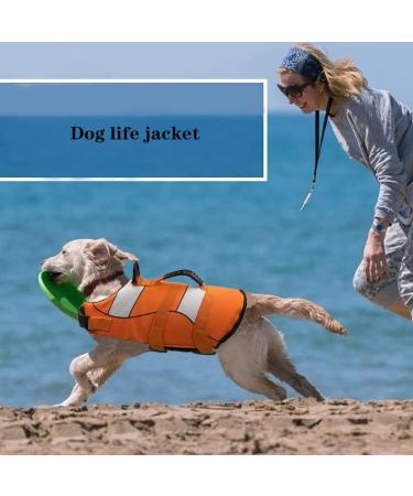 Wallpage Dog Lifeguard Vest - Classic Stripes Adjustable Tear-Resistant Strong Rescue Handle for Swimming & Boating - Orange M (Chest Girth: 53-65cm) - Buy Online on GoSupps.com