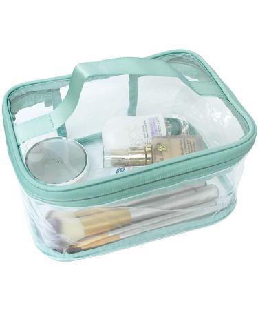 FIYUK Toiletry Bag Makeup Cosmetic Clear Bag Portable Waterproof Transparent Travel Large Storage Green