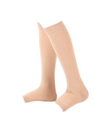 Compression stockings Wade compression stocking high -elastic nylon fabric Open point compression stockings for varicose veins improved blood circulation unisex (meat color)