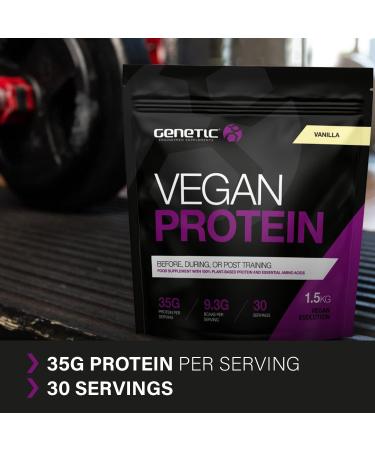 Genetic Supplements Vegan Protein Powder 1.5kg Vanilla - Plant-Based Muscle Building Supplement with BCAAs - 30 Servings - Buy Online on GoSupps.com