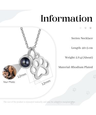 lorajewel Photo Necklaces Personalised Necklaces For Women Projection Necklace Pet Dog or Cat Paw Print Pendant Memorial Necklaces Christmas Birthday Gift For Girl Lover Silver - Buy Online on GoSupps.com