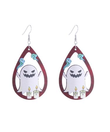 Feylie earrings halloween wood earrings vintage spirit skull spider dangle earrings simple drops of earrings statement jewelry for girls 8