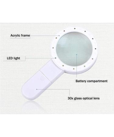 30 Times Portable Light Magnifying Glass 100mm Large Optical Lens High-Definition Lightweight for Viewing Books Newspapers Macular Degeneration Made in China - Buy Online on GoSupps.com