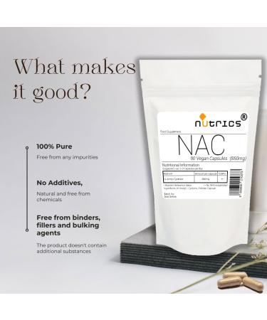 Nutrics NAC N Acetyl Cysteine 850mg 1000 V Capsules - 1 Year Supply | Vegan Vegetarian Halal & Kosher Diet | 1000 Count - Buy Online on GoSupps.com