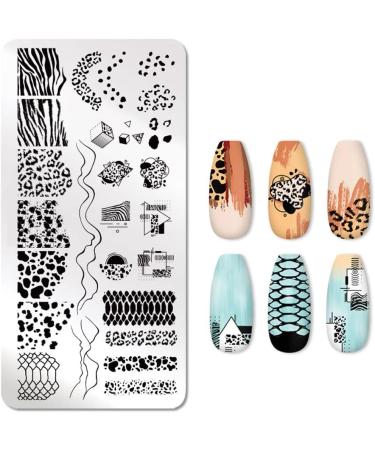 Snake Leopard Print Animal Nail Stamping Plates | Geometric Flowers & Cow Designs | Stencil Stamp Tool for Cow Print Nails - J054 - Buy Online on GoSupps.com