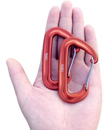 Orange L-Rover 12KN Lightweight Carabiner Clips - 4 Pack for Hammocks, Camping, Outdoor, Gym, Hiking - Heavy Duty Aluminium Wiregate Carabiners - Buy Online on GoSupps.com