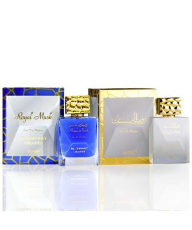 Royal Musk & Royal Musk Blueberry Grapes - EDP Sprays 100ML (3.4 OZ) (BUNDLE) 3.4 Fl Oz (Pack of 1) Blueberry Grapes & Musk
