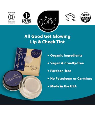 All Good Get Glowing Lip & Cheek Highlighter - Vegan Mineral Face Makeup - Organic Botanical Ingredients - Buy Online on GoSupps.com