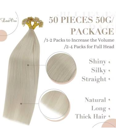LAAVOO Platinum Blonde Keratin Real Human Hair 22 U Tip Hot Fusion Hair Extensions 50g 50s - Remy Long Straight Blonde Hair 60 - 22 Utip - Buy Online on GoSupps.com