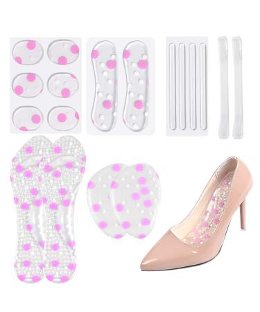 18 Pcs High Heel Pads Gel Insoles Ball of Foot Cushion Pad Anti-Slip Heel Grips Metatarsal Pads Forefoot Shoe Cushion Silicone Insert Feet Protect Sticker for Women Shoes High Heel Too Big Pain Relief