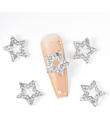 15Pcs Silver Alloy Star Nail Charms with Rhinestones - Nail Art Supplies for Women and Girls - Buy Online on GoSupps.com