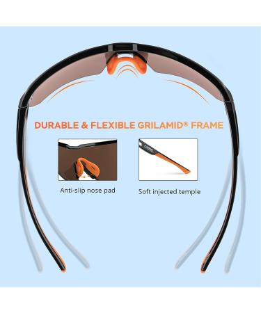 KastKing Hillsboro Polarized Sport Sunglasses | UV Protection | Ideal for Baseball, Cycling, Running | Black Frame, Orange Revo Lens - Buy Online on GoSupps.com