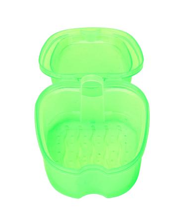 Denture bathing case denture holder made of high-quality materials ABS for car for travel for office for camping (green)