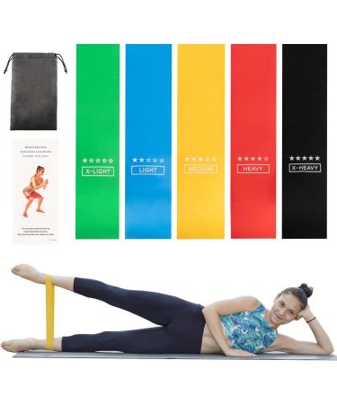 Buy Resistance Band Set - 5 Latex Exercise Bands with Levels for Home Workouts Therapy & Strength Training - Buy Online on GoSupps.com