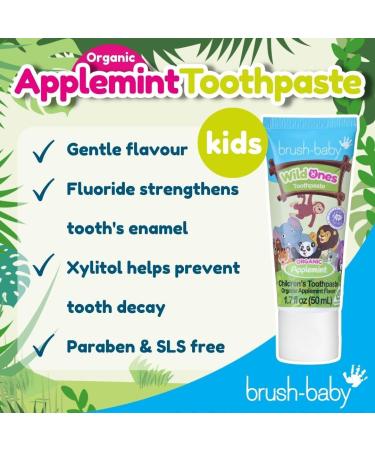 Brush-Baby WildOnes Organic Applemint Flavour Toothpaste for Ages 3+Years (Pack of 3 x 50ml Tubes) - Buy Online on GoSupps.com