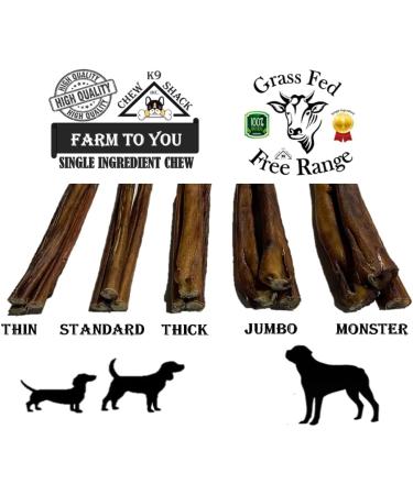 Bully Sticks - 6" Thick - 10 Pack - Bargain Bag - Long Lasting - - Wholesale Prices - Premium Single Ingredient Dog Chew - All Natural - Dental Chew - Fully Digestible - Buy Online on GoSupps.com