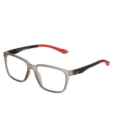 SPORTEX SAV Men's E4220 Blue Light Reading Glasses - Flexible Durable Lightweight High-Performance Blue Light Readers for Men Grey Red +1.50