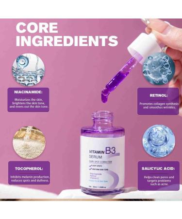 3PCS Vitamin B3 Facial Serum Dark Spots Remover Fade Marks Freckle Melanin Correcting Anti Pigmentation Brighten Care Essence - Buy Online on GoSupps.com