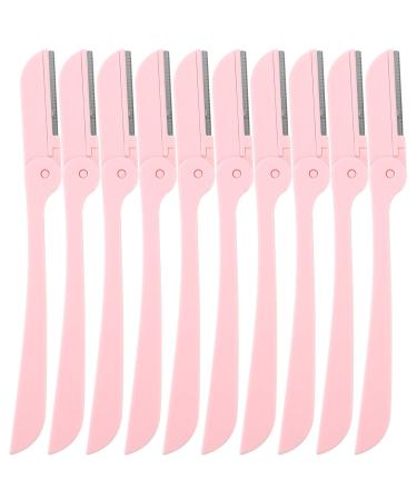 Beaupretty 10pcs Folding Eyebrow Trimmer Mustache Trimmer Womens Eyebrow Trimming Tool Eyebrow Tweezer for Women Eyebrow Razor Woman Restoration Instrument Stainless Steel Face Pink