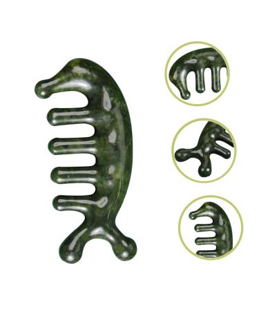 Frcolor Jade Gua Sha Massage Comb - Acupuncture Head Massage Tool for Scalp & Meridian | Wide Tooth Hairbrush - Buy Online on GoSupps.com