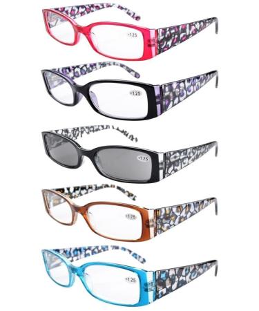 Eyekepper 5 Pack Floral Pattern Design Reading Glasses for Women Reading Inlcude Reader Sunglasses +2.00 Reading Eyeglasses Floral Mix-5pc 2.0 x