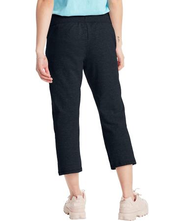 Hanes Women's French Terry Capri Sweatpants - Black, Large | Women's Capri Joggers - Buy Online on GoSupps.com