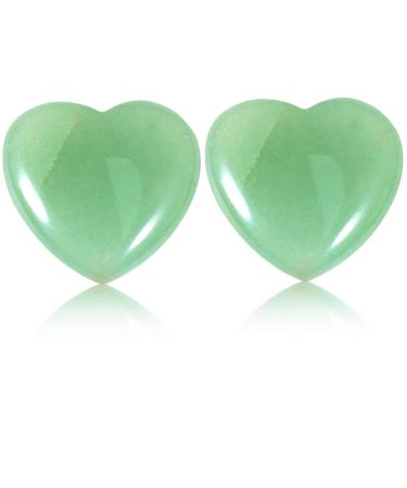 Soulnioi Healing Crystal Green Aventurine Crystal Heart Stone Mini Love Pocket Stone Tumbled Worry Stone for Reiki Meditation Therapy Stress Relief Home Decor - 2Pcs 20mm Green Aventurine_2pcs
